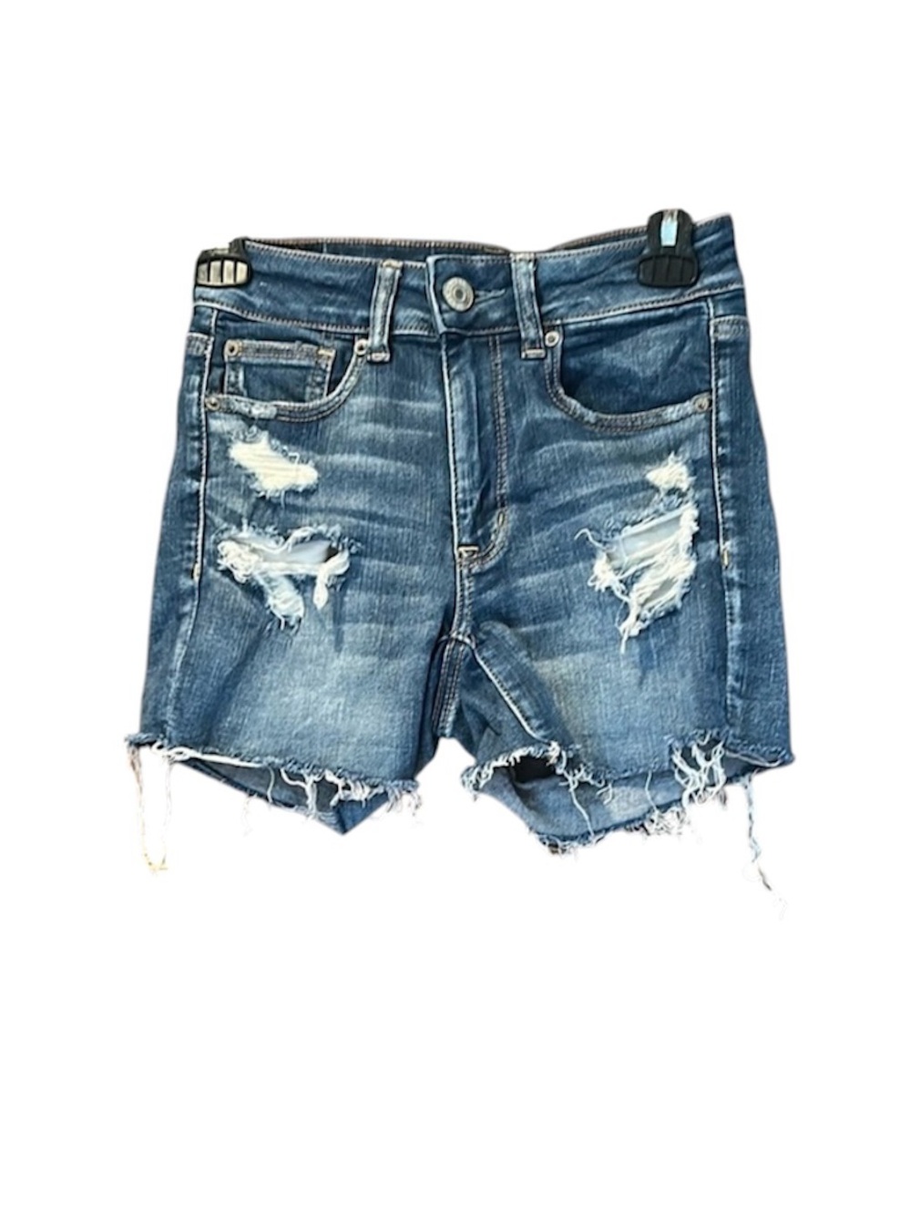 American Eagle Next Level Stretch Denim Shorts High Rise‎ Distressed Size 2